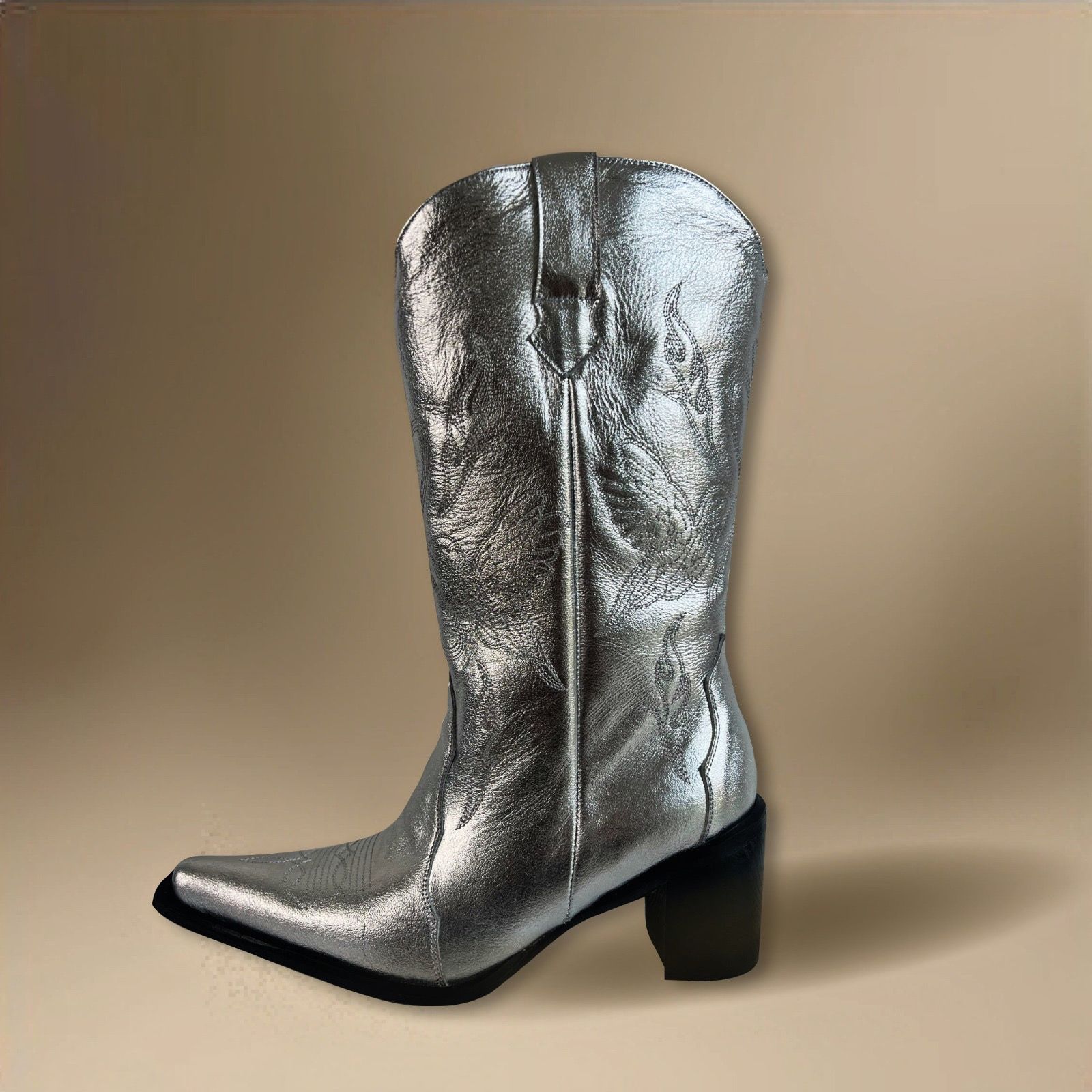 Botas de piel Plateadas Ximena